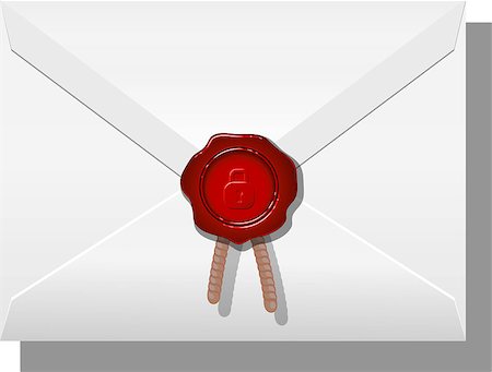 Envelope sealed with wax. Vector illustration on white background. Stock Photo - Budget Royalty-Free & Subscription, Code: 400-08612583