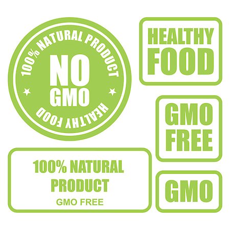 GMO free and healthy food stamps and labels Stock Photo - Budget Royalty-Free & Subscription, Code: 400-08612629