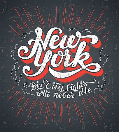 simsearch:400-08919868,k - Vintage t-shirt or cover print design of New York lettering. Custom type design typographic composition. Wall decor art poster. Foto de stock - Royalty-Free Super Valor e Assinatura, Número: 400-08612650