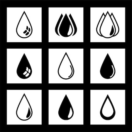 A drop of water, oil black and white, the different droplet icon vector Fotografie stock - Microstock e Abbonamento, Codice: 400-08612773