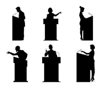 person talking podium microphone - Vector illustration of a six lecturers silhouettes Stock Photo - Budget Royalty-Free & Subscription, Code: 400-08612836