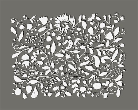 floral drawing - Floral pattern, sketch for your design. Vector illustration Stock Photo - Budget Royalty-Free & Subscription, Code: 400-08612879