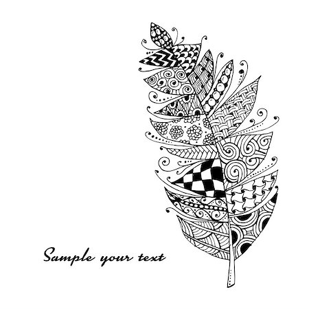 simsearch:400-08043294,k - Art feather, zentangle style for your design. Vector illustration Stock Photo - Budget Royalty-Free & Subscription, Code: 400-08612888