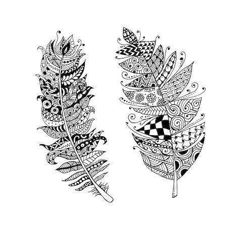 simsearch:400-08043294,k - Art feather, zentangle style for your design. Vector illustration Stock Photo - Budget Royalty-Free & Subscription, Code: 400-08612889