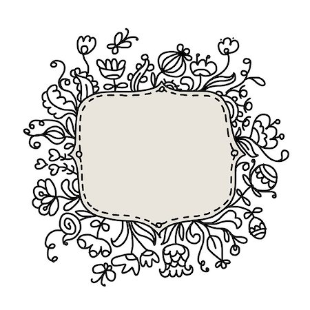 simsearch:400-04350659,k - Floral frame sketch for your design. Vector illustration Fotografie stock - Microstock e Abbonamento, Codice: 400-08612899