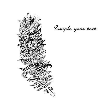 simsearch:400-08043294,k - Art feather, zentangle style for your design. Vector illustration Stock Photo - Budget Royalty-Free & Subscription, Code: 400-08612890