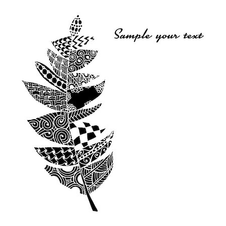 simsearch:400-08043294,k - Art feather, zentangle style for your design. Vector illustration Stock Photo - Budget Royalty-Free & Subscription, Code: 400-08612891