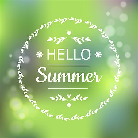 sasha2538 (artist) - Hello Summer green card design with a textured abstract background and text in round frame, vector illustration.  Lettering design element Stockbilder - Microstock & Abonnement, Bildnummer: 400-08612928