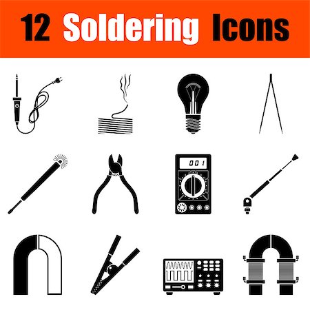 Set of twelve soldering  black icons. Vector illustration. Stock Photo - Budget Royalty-Free & Subscription, Code: 400-08612959