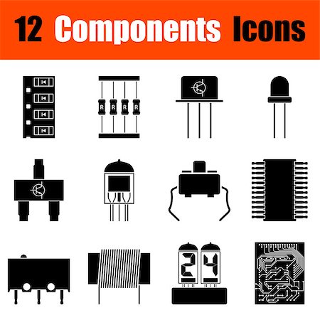 simsearch:400-09120941,k - Set of twelve electronic components black icons. Vector illustration. Stock Photo - Budget Royalty-Free & Subscription, Code: 400-08612960