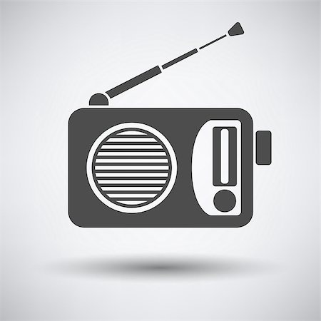 simsearch:400-04666848,k - Radio icon on gray background with round shadow. Vector illustration. Photographie de stock - Aubaine LD & Abonnement, Code: 400-08612974