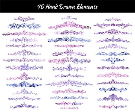 simsearch:400-08733136,k - Collection of vintage patterns. Flourishes calligraphic ornaments. Retro style of design elements, divider, postcard, banners, logos. Vector template. Hand-drawn. Photographie de stock - Aubaine LD & Abonnement, Code: 400-08612984