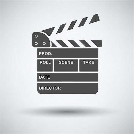 simsearch:400-05058078,k - Clapperboard icon on gray background with round shadow. Vector illustration. Foto de stock - Super Valor sin royalties y Suscripción, Código: 400-08612980