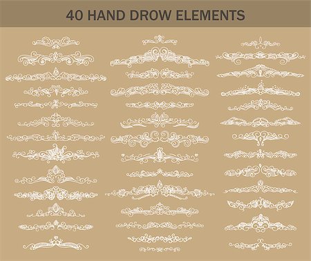 simsearch:400-08095648,k - Collection of vintage patterns. Flourishes calligraphic ornaments. Retro style of design elements, divider, postcard, banners, logos. Vector template. Hand-drawn. Photographie de stock - Aubaine LD & Abonnement, Code: 400-08612983