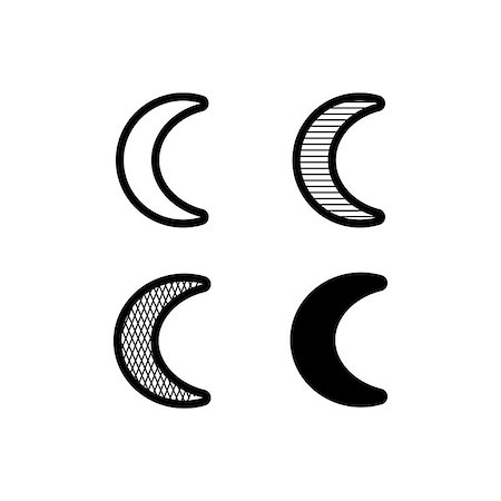 simsearch:400-04349997,k - Vector moon crescent icons set. Simple black and white Foto de stock - Royalty-Free Super Valor e Assinatura, Número: 400-08613044