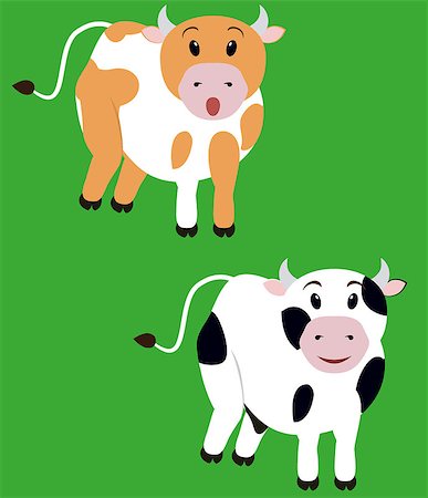 simsearch:400-03957687,k - two cute fun spotted cow,  isolated cartoon calf Photographie de stock - Aubaine LD & Abonnement, Code: 400-08613047
