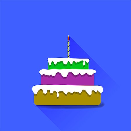 Sweet Birthday Cake Isolated on Blue Background Stock Photo - Budget Royalty-Free & Subscription, Code: 400-08613074