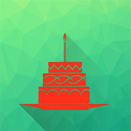 Cake Icon Isolated on Green Polygonal Background Stock Photo - Budget Royalty-Free & Subscription, Code: 400-08613075