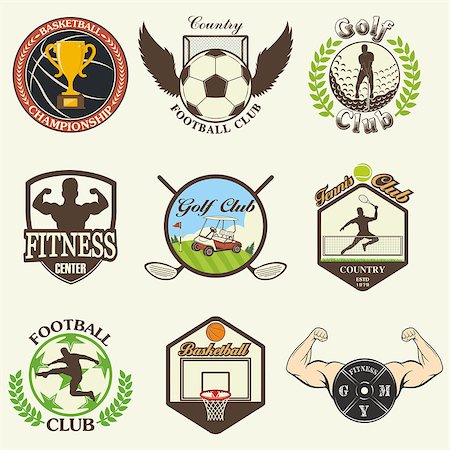 simsearch:400-05115587,k - Set of vintage sports emblems, labels, badges and logos Foto de stock - Royalty-Free Super Valor e Assinatura, Número: 400-08613118
