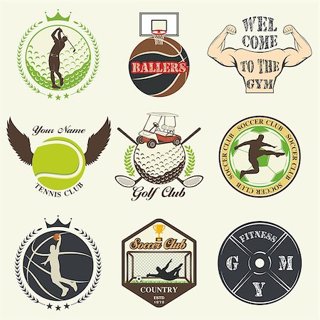 simsearch:400-05115587,k - Set of vintage sports emblems, labels, badges and logos Foto de stock - Royalty-Free Super Valor e Assinatura, Número: 400-08613119