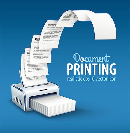 simsearch:400-08613337,k - Printer printing copies of text to paper with copyspace vector icon, eps10 illustration Stock Photo - Budget Royalty-Free & Subscription, Code: 400-08613337
