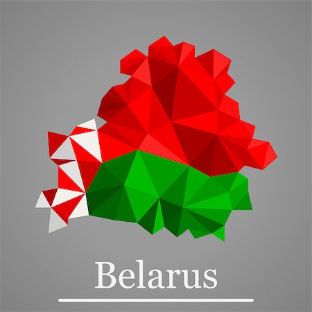 Geometric polygonal design map of Belarus. Geometric vector Belarus flag colors. Stock Photo - Budget Royalty-Free & Subscription, Code: 400-08613344