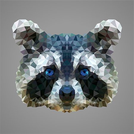 symmetrical animals - Raccoon portrait. Low poly design. Abstract polygonal illustration. Stock Photo - Budget Royalty-Free & Subscription, Code: 400-08613342