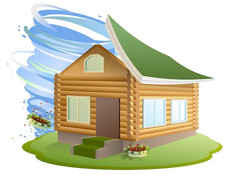 simsearch:400-05749346,k - Property insurance. Hurricane destroyed house. Illustration in vector format Stockbilder - Microstock & Abonnement, Bildnummer: 400-08613402