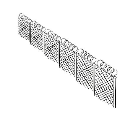 simsearch:400-08314121,k - sketch of the barbed fence on white background, isolated Stock Photo - Budget Royalty-Free & Subscription, Code: 400-08613553