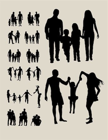 parent holding hands child silhouette - Happy Family Silhouettes, art vector design Stock Photo - Budget Royalty-Free & Subscription, Code: 400-08613567
