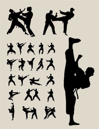 silhouette female martial arts - Taekwondo and Karate Silhouettes, art vector design Stock Photo - Budget Royalty-Free & Subscription, Code: 400-08613569