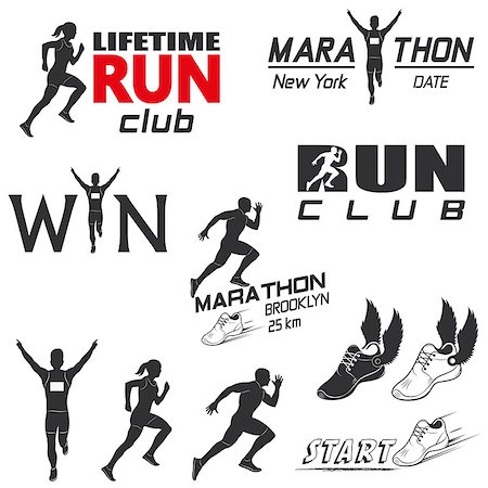 runner with medals - Running club labels, emblems and design elements vector set Stock Photo - Budget Royalty-Free & Subscription, Code: 400-08613560