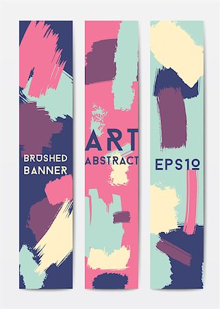 simsearch:400-08617908,k - Modern grunge brush postcard template, vertical banner, art vector cards design in bright colors Foto de stock - Super Valor sin royalties y Suscripción, Código: 400-08613575