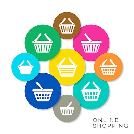 simsearch:400-04442555,k - Modern colorful vector online shopping icons collection Photographie de stock - Aubaine LD & Abonnement, Code: 400-08613640