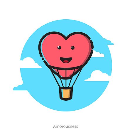 Vector illustration for Valentines day postcard of heart shape air balloon, Stock Photo - Budget Royalty-Free & Subscription, Code: 400-08613652