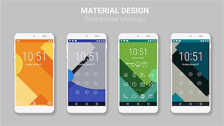 simsearch:400-08645953,k - Trendy mobile smartphone UI kit, material geometric backgrounds. Welcome, lock and home page screens Stock Photo - Budget Royalty-Free & Subscription, Code: 400-08613679
