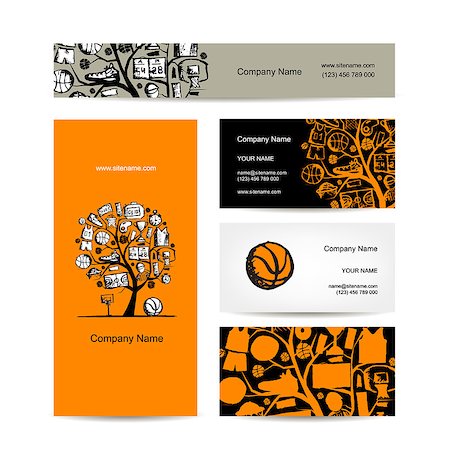 printed training - Business cards design, basketball tree concept. Vector illustration Stock Photo - Budget Royalty-Free & Subscription, Code: 400-08613687