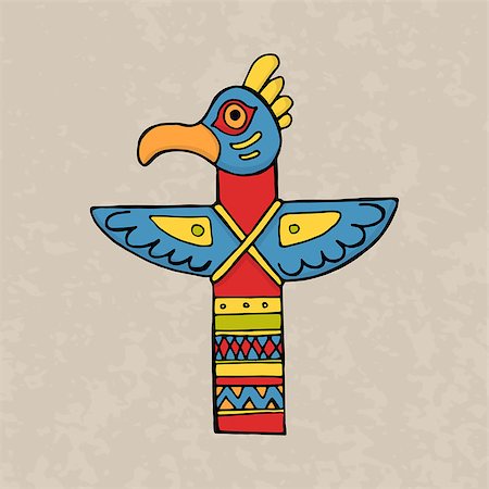 simsearch:400-08333897,k - Colorful indian bird totem. Vector illustration Stock Photo - Budget Royalty-Free & Subscription, Code: 400-08613706