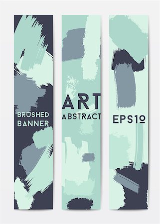 simsearch:400-08623023,k - Abstract grunge banner templates, brush spots in blue and green, vertical web design element Photographie de stock - Aubaine LD & Abonnement, Code: 400-08613748