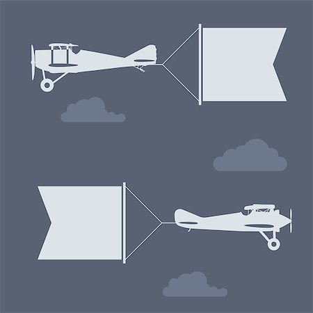 plane silhouette side - Flying biplanes with blank greetings banner (flag) Stock Photo - Budget Royalty-Free & Subscription, Code: 400-08613757