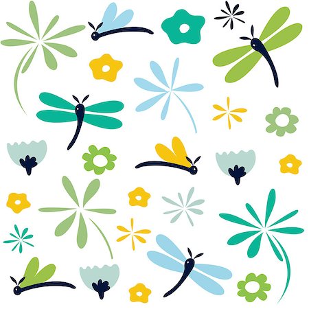 simsearch:400-09133678,k - dragonfly seamless floral pattern Stock Photo - Budget Royalty-Free & Subscription, Code: 400-08613864