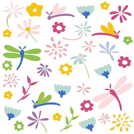 simsearch:400-09133678,k - dragonfly seamless floral pattern Stock Photo - Budget Royalty-Free & Subscription, Code: 400-08613865