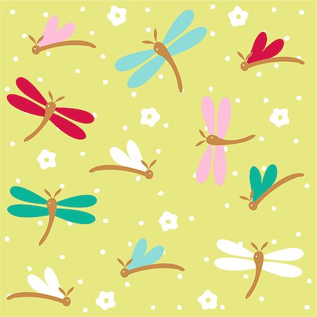 simsearch:400-09133678,k - dragonfly seamless floral pattern Stock Photo - Budget Royalty-Free & Subscription, Code: 400-08613867
