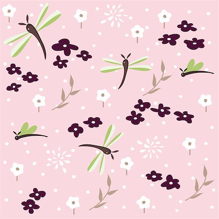 simsearch:400-09133678,k - dragonfly seamless floral pattern Stock Photo - Budget Royalty-Free & Subscription, Code: 400-08613887