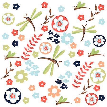 simsearch:400-09133678,k - dragonfly seamless floral pattern Stock Photo - Budget Royalty-Free & Subscription, Code: 400-08613889