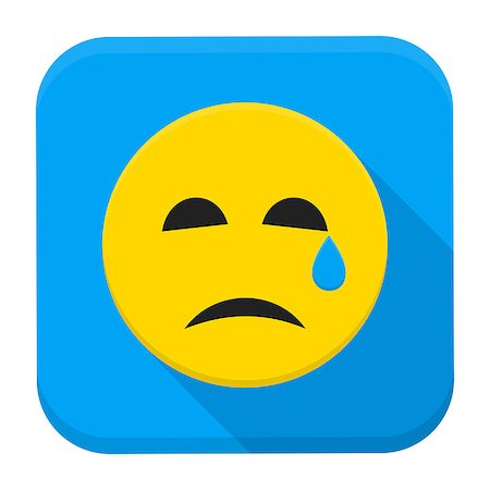 simsearch:400-05946517,k - Crying Yellow Smiley Face App Icon. Vector Illustration of Flat Style Icon Squre Shaped with Long Shadow. Foto de stock - Royalty-Free Super Valor e Assinatura, Número: 400-08624078