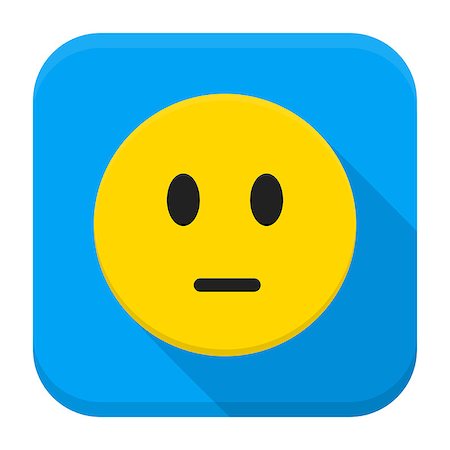 simsearch:400-05946517,k - Pensive Yellow Smiley Face App Icon. Vector Illustration of Flat Style Icon Squre Shaped with Long Shadow. Foto de stock - Royalty-Free Super Valor e Assinatura, Número: 400-08624104