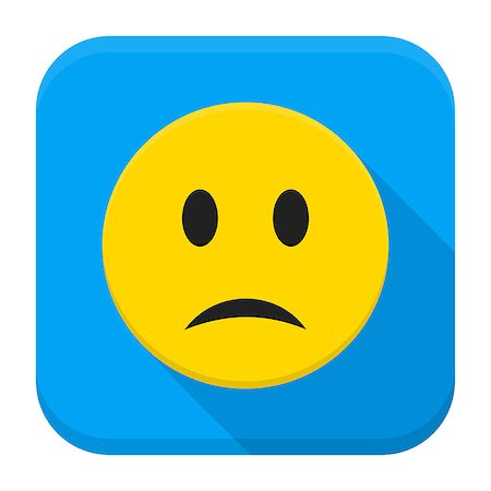 simsearch:400-05946517,k - Sad Yellow Smiley App Icon. Vector Illustration of Flat Style Icon Squre Shaped with Long Shadow. Foto de stock - Royalty-Free Super Valor e Assinatura, Número: 400-08624106