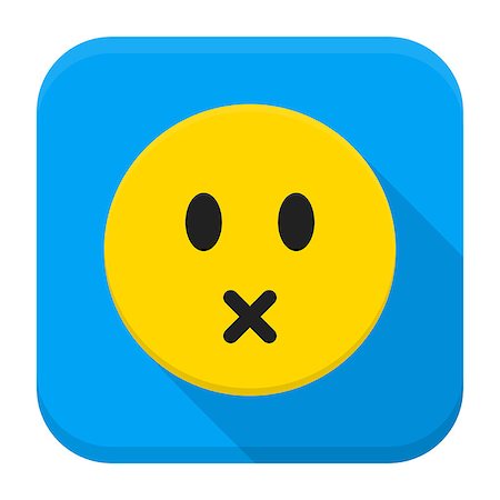 simsearch:400-05946517,k - Silent Yellow Smiley App Icon. Vector Illustration of Flat Style Icon Squre Shaped with Long Shadow. Foto de stock - Royalty-Free Super Valor e Assinatura, Número: 400-08624109