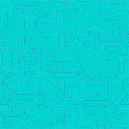 simsearch:400-08624071,k - Thin Line Blue Law and Justice Seamless Pattern. Vector Website Design and Seamless Background in Trendy Modern Outline Style. Lawyer Attorney and Crime. Stock Photo - Budget Royalty-Free & Subscription, Code: 400-08624116